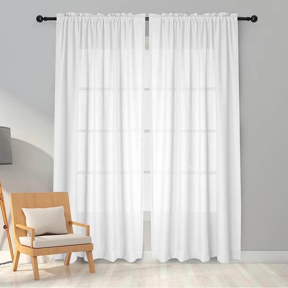 Melodieux White Semi Sheer Curtains